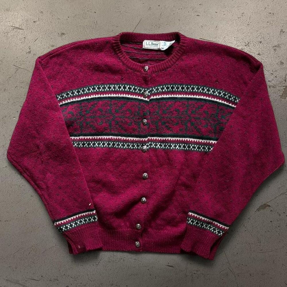 Vintage Womens L.L Bean Knit Cardigan Sweater SZ L